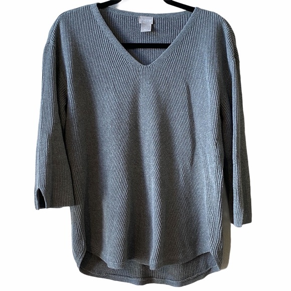 Chico's Rib Knit Pullover V-Neck Sweater - Picture 2 of 11